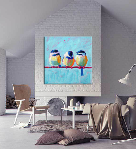 Dieren schilderijen: Vogels 80x80