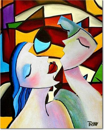 Schilderij abstract man vrouw modern